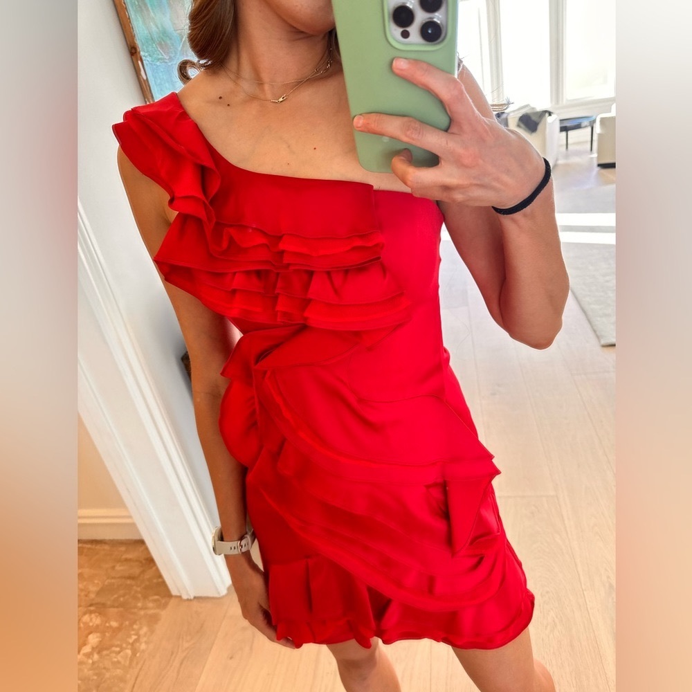BCBG Mini Red Ruffle Dress